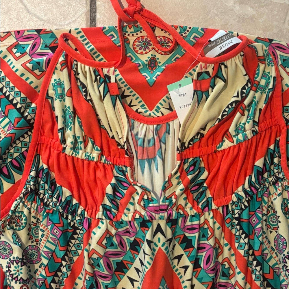 Colorful‎ Dress with Geometric Patterns/ Nwt - Picture 5 of 7